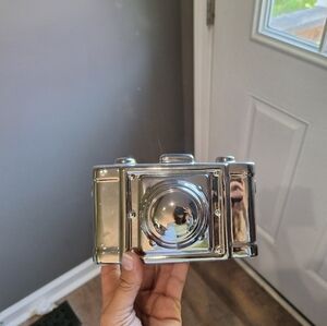 Silver ceramic camera home decor